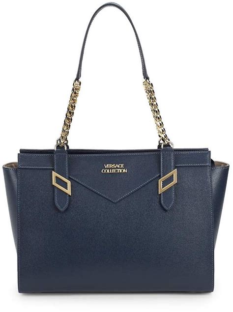 versace collection classic logo leather tote